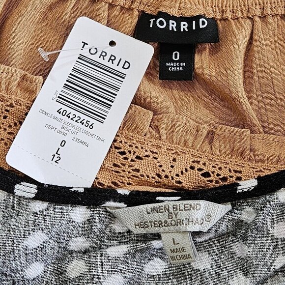 Top Womens L Lot of 2 Hester & Orchard Torrid Sleeveless Linen Gauze Cottagecore - Picture 7 of 16